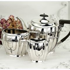 Antique Silver Plated Ornate Edwardian Tea Set