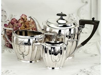 Antique Silver Plated Ornate Edwardian Tea Set