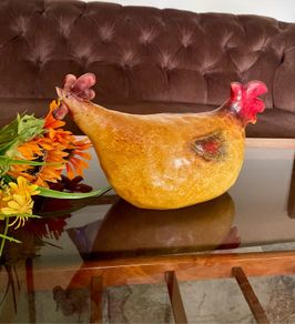 Vintage Hen Chicken Rooster Figurine Farmhouse Kitchen Cottage Decor