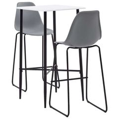 3 Piece Bar Set Plastic Grey