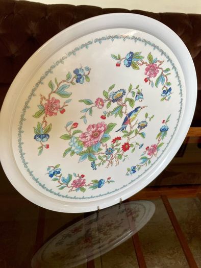 Vintage Aynsley Pembroke Melamine Serving Tray Birds & Floral Pattern English Cottage Decor