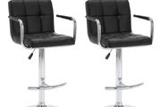 Bar Stools 2 pcs Black Faux Leather
