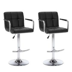 Bar Stools 2 pcs Black Faux Leather