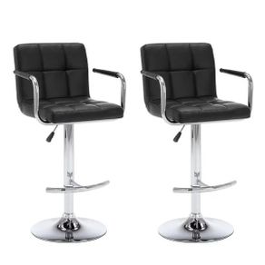 Bar Stools 2 pcs Black Faux Leather