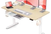 Electric Standing Desk with Drawer 140 x 60 cm Height Adjustable for Home Office Nature