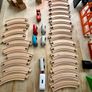 72 Piece Wooden train set, trains, tracks , bridges, blocks and stations Image 3