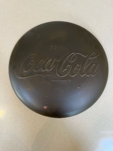 Coca Cola Embossed Brass Sign Rare 50's