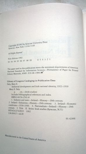 Industrial Development and Irish National Identity 1922-1939.