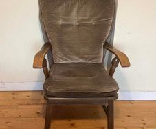 Elegant Vintage Upholstered Armchair | Solid Wood Frame