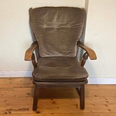 Elegant Vintage Upholstered Armchair | Solid Wood Frame