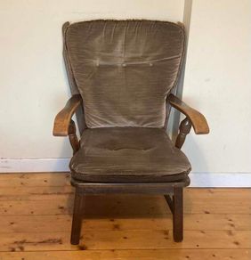 Elegant Vintage Upholstered Armchair | Solid Wood Frame