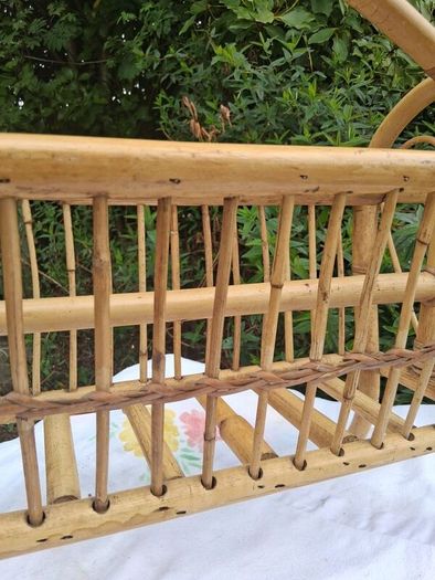 Vintage Bamboo and Rattan Magazine Rack