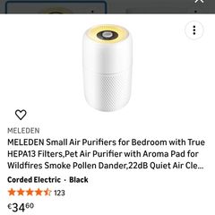 MELEDEN Small Air Purifiers for Bedroom with True HEPA13 Filters