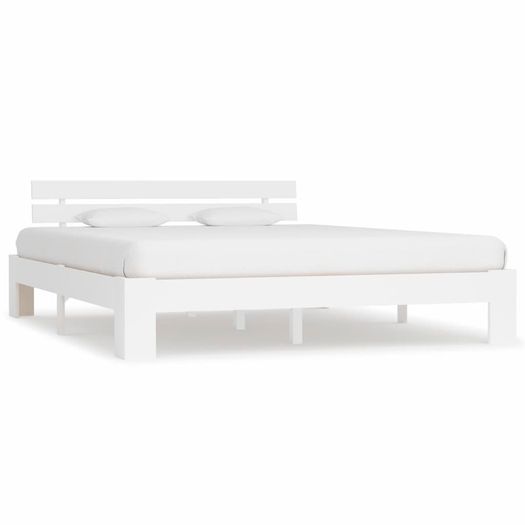 Bed Frame White Solid Pine Wood 160X200 cm