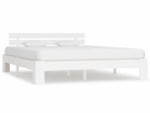 Bed Frame White Solid Pine Wood 160X200 cm