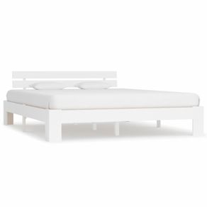 Bed Frame White Solid Pine Wood 160X200 cm