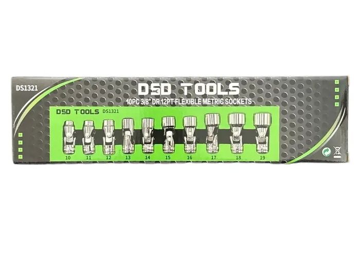 10pc 3/8-inch Dr 12pt Flexible Metric Sockets