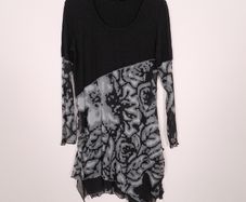 Mado Et Les Autres Vintage Black Grey Abstract Pattern Sheer Mesh Asymmetric Mini Dress 12UK/40EU