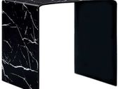 Coffee Table Black Marble 50x50x45 cm Tempered Glass