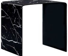 Coffee Table Black Marble 50x50x45 cm Tempered Glass