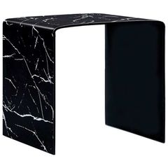 Coffee Table Black Marble 50x50x45 cm Tempered Glass
