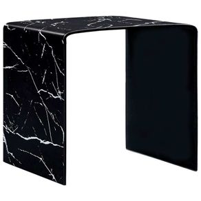 Coffee Table Black Marble 50x50x45 cm Tempered Glass