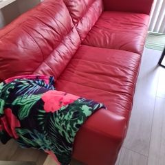 Genuine Leather couch in red