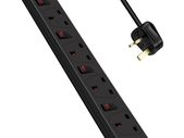 6 Way Extension Leads with Surge Protection, Wall Mounted Power Strips with Individual Switches 13A UK Plug (2M, Black)