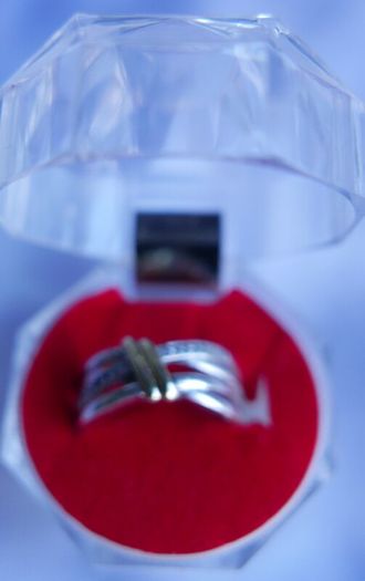 Vintage 9Ct Yellow Gold 375 and Sterling Silver 925 Ring,  Hallmarked 375 - 925  , 3,74g size N1/2
