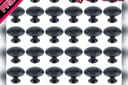 30 Pack Round Kitchen Cabinet Knobs, 1.2" 30mm Flat Black Zinc Round Drawer Knob for Cabinets Dressers Drawers Cabinet Hardware with Screw (FREE POSTAGE)