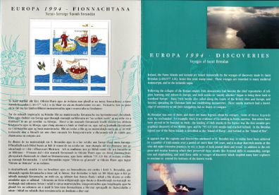 1994 Ireland, Iceland & Faroe Islands Europa Miniauture Sheet Joint Presenation Pack