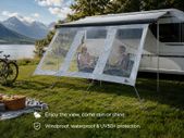 Motorhome & Caravan Panorama Privacy Wall Waterproof Awning Front Wall with 3 Panoramic Windows, UV50+ Weather Protection