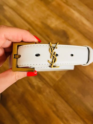 YSL white leather belt size L