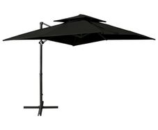 Cantilever Umbrella with Double Top 250x250 cm Black