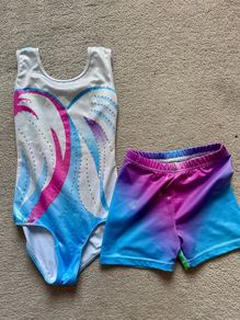 Like new gymnastics leotard & shorts size 7-8