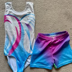 Like new gymnastics leotard & shorts size 7-8