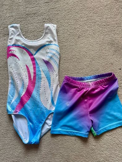 Like new gymnastics leotard & shorts size 7-8