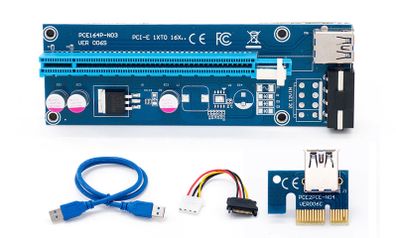 USB 3.0 PCI-E pci e Riser Express 1X 4x 8x 16x Extender Riser Adapter Card SATA 15pin Male to 6pin Power Cable