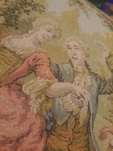 Vintage Tapestry Cushion Covers Romantic French Pastoral Scene (Pair)
