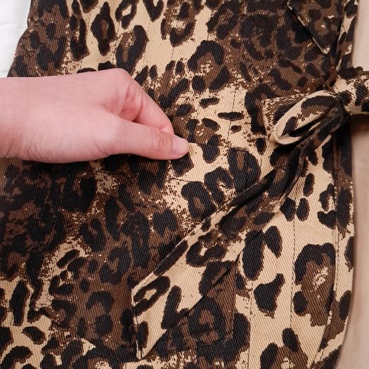 Rowen Avenue Brown Tan Leopard Print Tie-Front Cotton Waistcoat Gilet 12-14UK/40-42EU