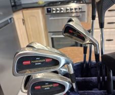 golf clubs and bag