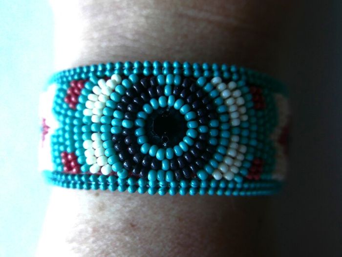 Vintage Handmade Turquoise Seed Bead  Bracelet