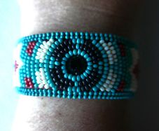 Vintage Handmade Turquoise Seed Bead  Bracelet