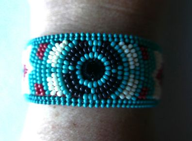 Vintage Handmade Turquoise Seed Bead  Bracelet