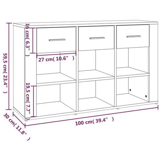 Sideboard Old Wood 100 x 30 x 59.5 cm Engineered Wood