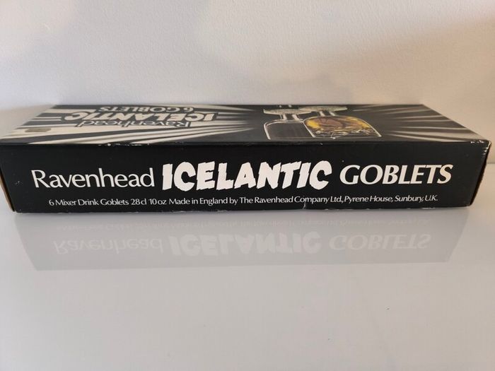 Vintage Ravenhead Icelantic Set of 6 Mixer Drink Goblets Boxed Made in England