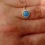 14ct gold created opal & cz stones ring size L Image 4