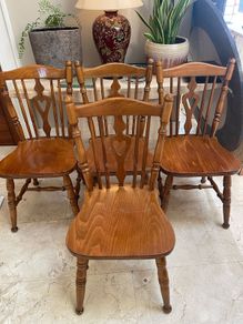 4 x Lovely Sturdy Wooden Kitchen Dining Chairs - Can Deliver