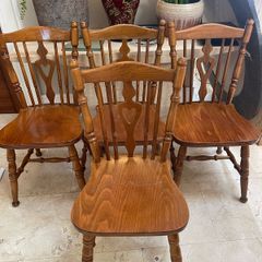 4 x Lovely Sturdy Wooden Kitchen Dining Chairs - Can Deliver