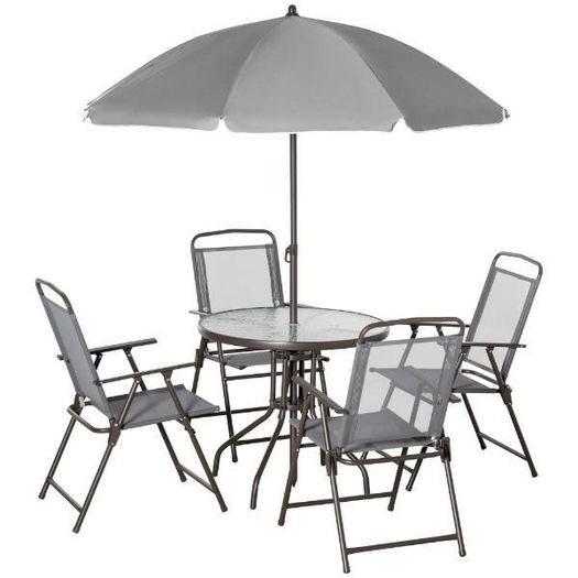 6 Piece Patio Dining Set with Parasol